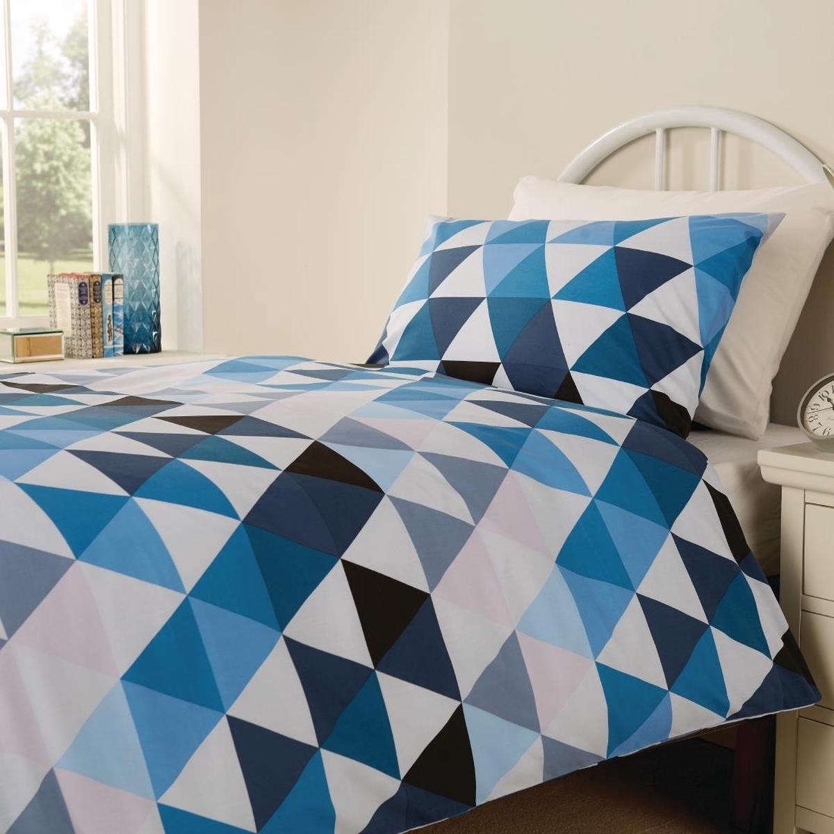 Mitre Essentials Geo Duvet Cover Open Blue Single - HB706