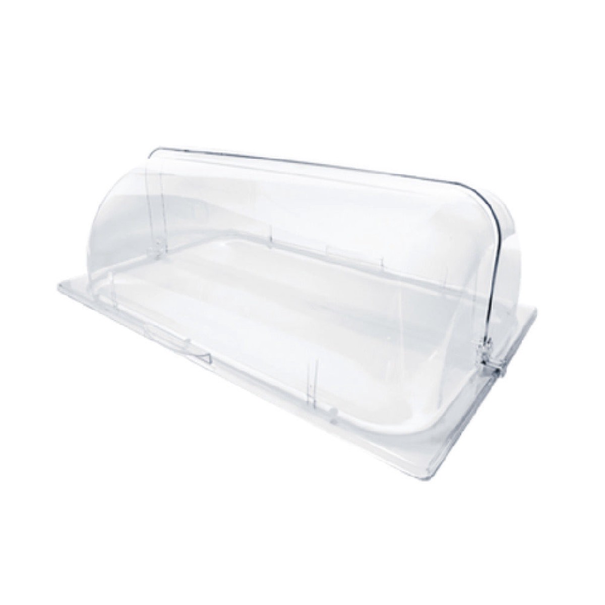 Thunder Group PLRCF001R 8 Qt Oblong Chafer Dome Cover Clear Polycarbonate Roll Top with One Sided Handle