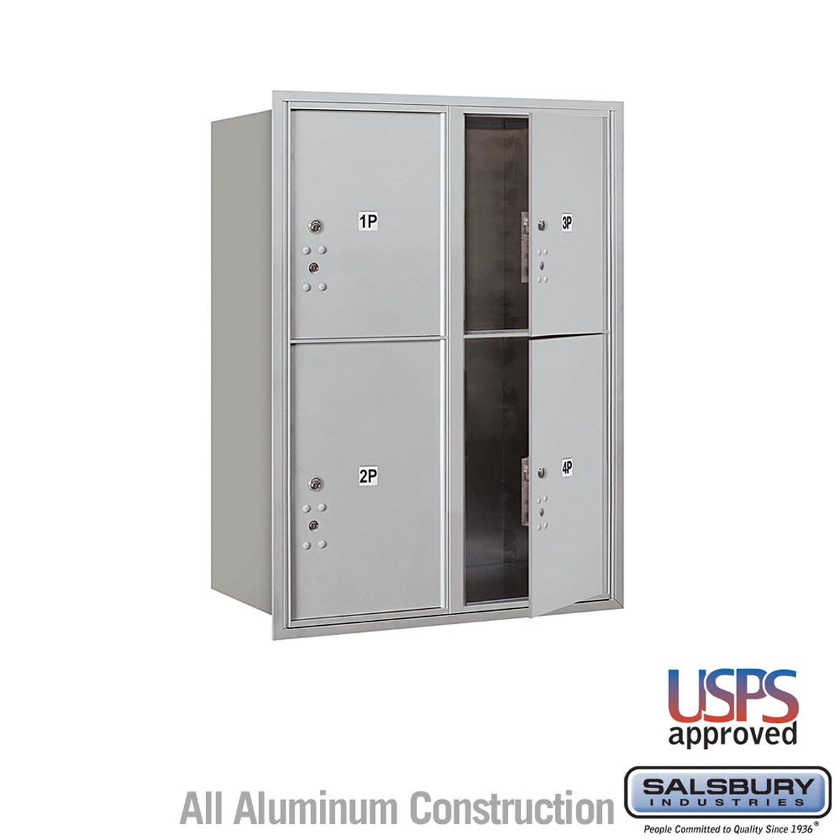 11-Door High Recessed Parcel Locker with 4 Parcel Lockers - Front Loading