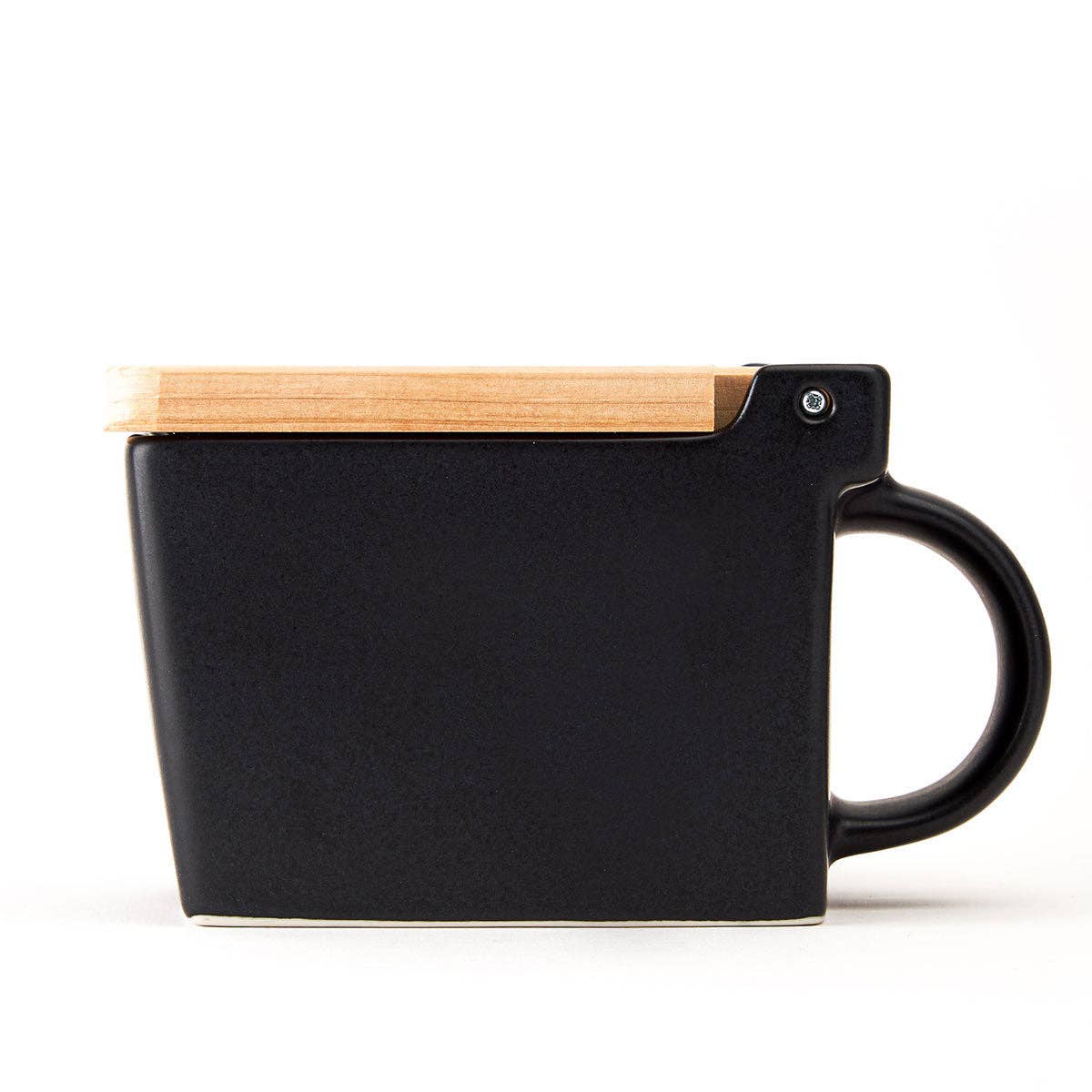 Zero Japan | Bee House Ceramic Salt Box With Wooden Lid & Dehumidifying Measuring Spoon, Noble Black