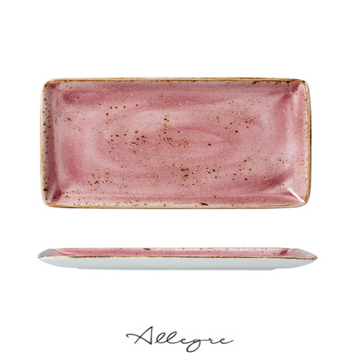 10.63in. L x 6.5in. W Rectangle Serving Plate for 2 to 3 Persons - Speckled Raspberry