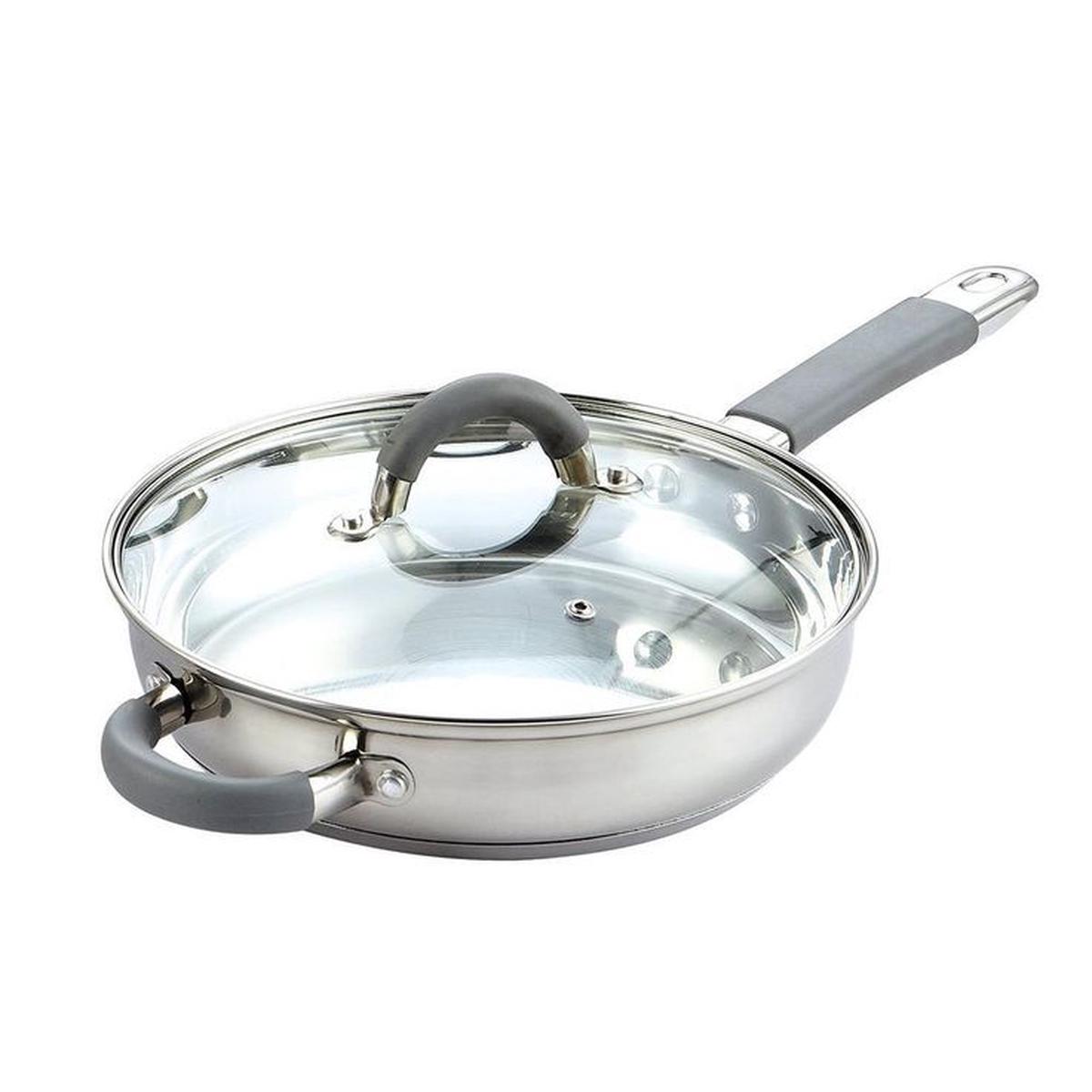12-Piece Stainless Steel Cookware Set in Gray and Stainless Steel
