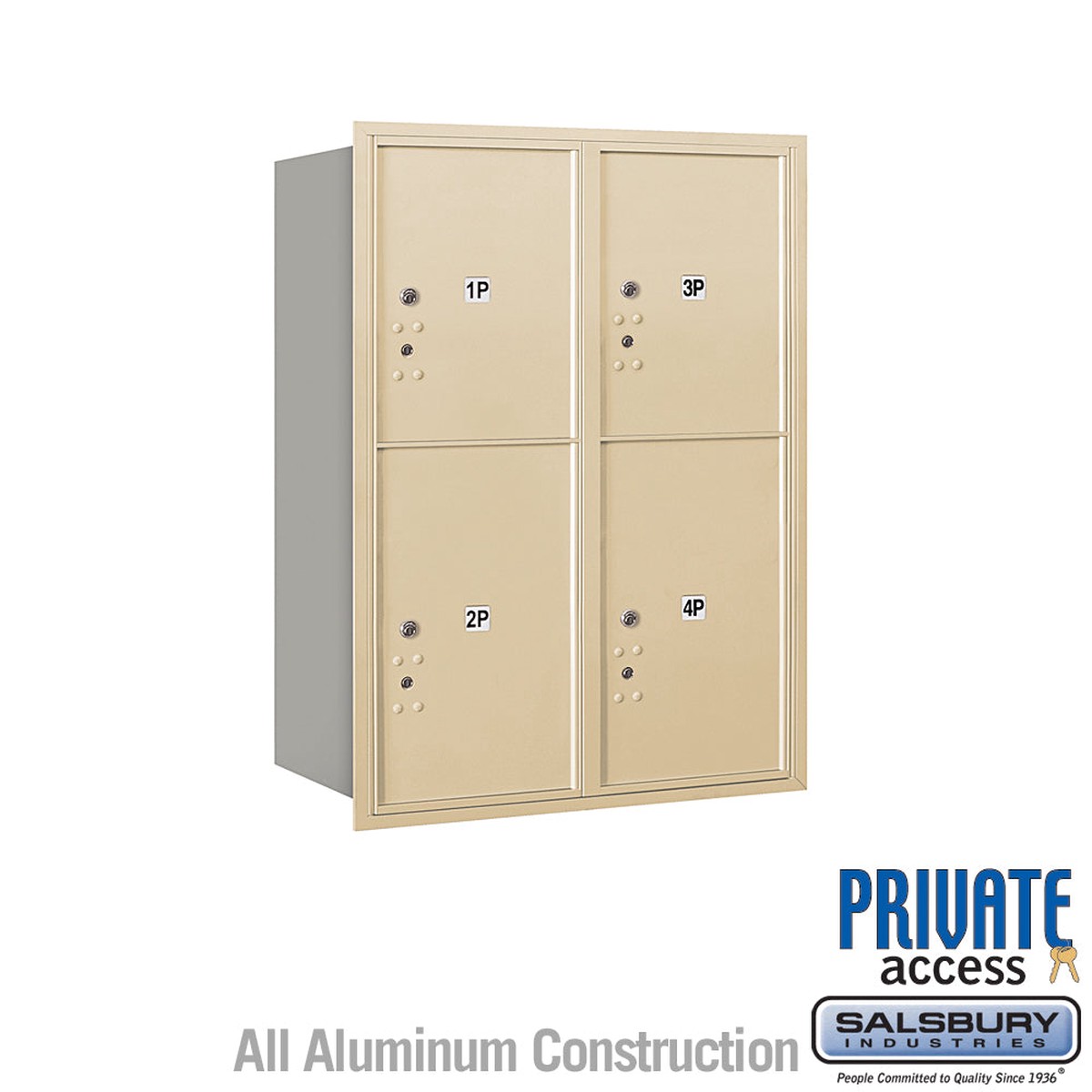 11 Door High Recessed Mounted Parcel Locker with 4 Parcel Lockers - Sandstone - Rear Loading