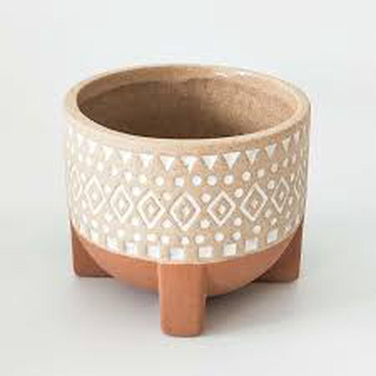 Zuri Planter with Legs - Terracotta & sand