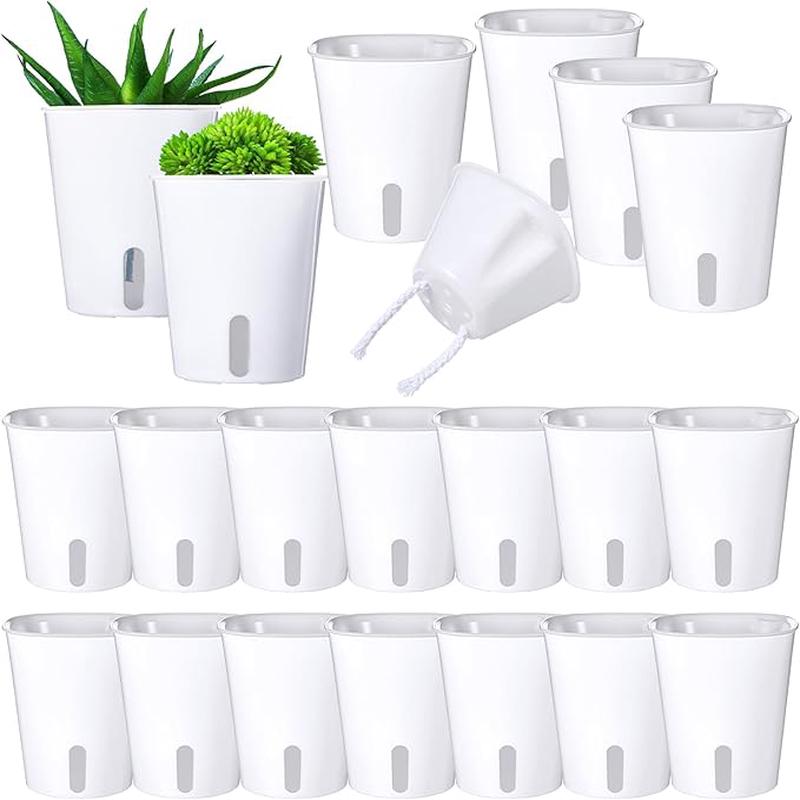 20 Sets 3" Self Watering Pots, Self Watering Planters for Indoor Plants, Plastic Small Garden Pots with Level Indicator and Vents for House Plants, Flowers