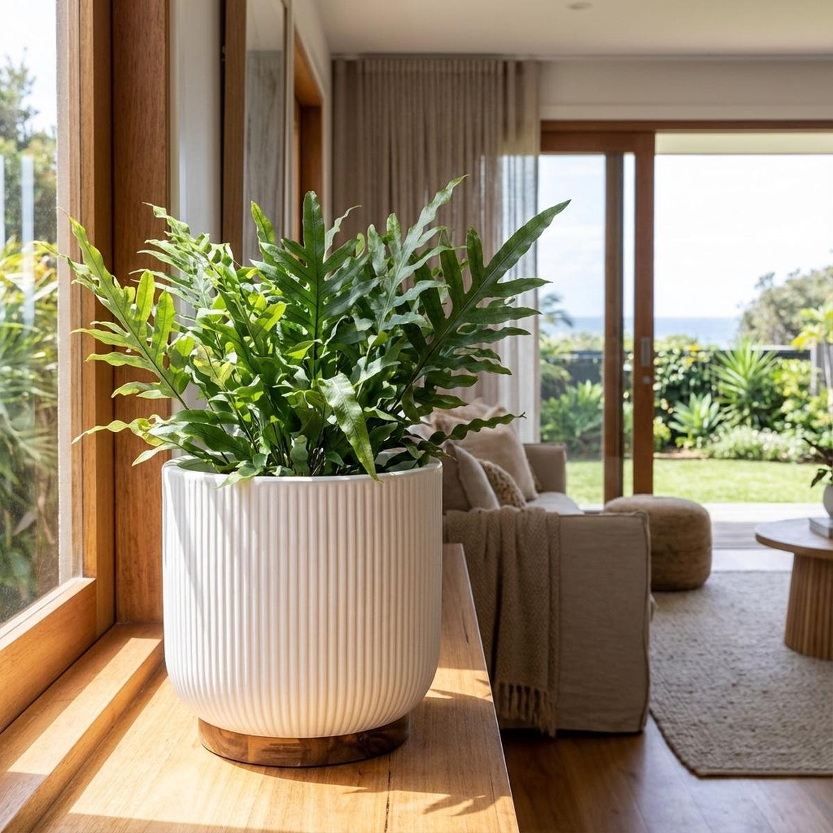 Wooden Base Ceramic Pot - 245 x 250mm