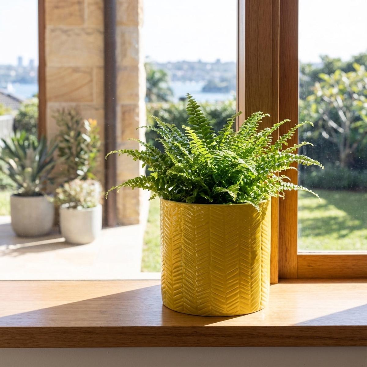 Yellow Herringbone Indoor Plant Pot - Various sizes available