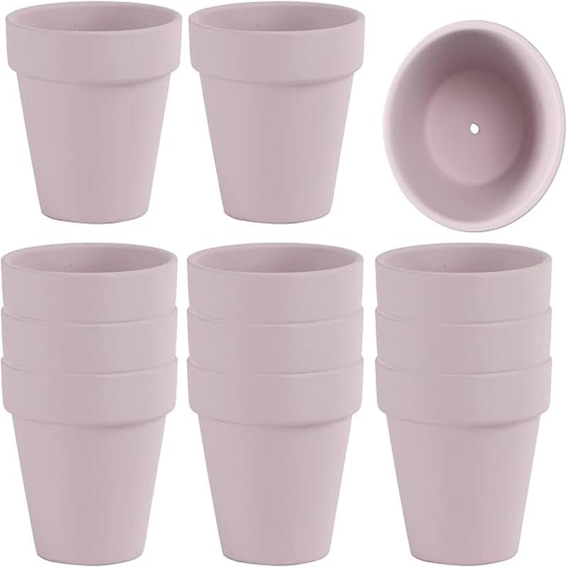 12 PCS Small Mini Pink Clay Pots with Drainage Holes, 2.5inch Terra Cotta Pot Clay Ceramic Pottery Planter, Succulent Nursery Pot/Cactus Plant Pot, for Indoor/Outdoor Plants, Crafts, Wedding Favor