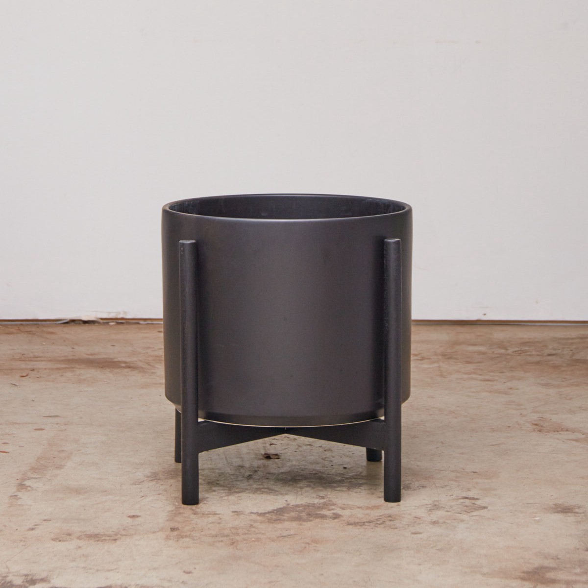 12 Inch REVIVAL CERAMICS BLACK CYLINDER WITH BLACK STAND - Medium