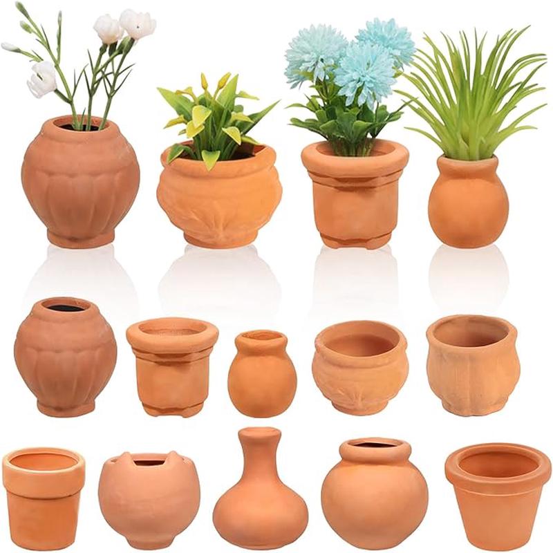 10 Pieces Mini Clay Pots Terracotta Clay Small Flower Mini House Flower Pot for Crafts DIY Garden Plants and Office Desktop