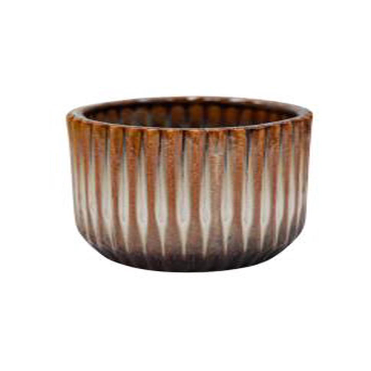 Willow Ribbed Chocolate Planter H15cm 19cm