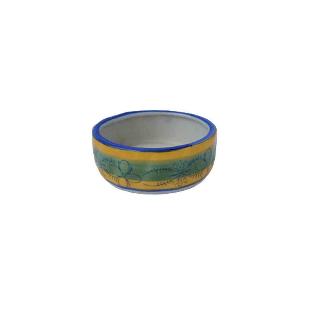 Yellow and Green Striped Bonsai Pot