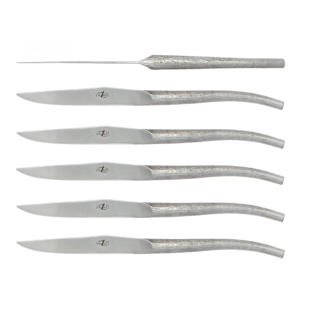Forge de Laguiole Signature Philippe Starck set 6 table knives with satin stainless steel handle
