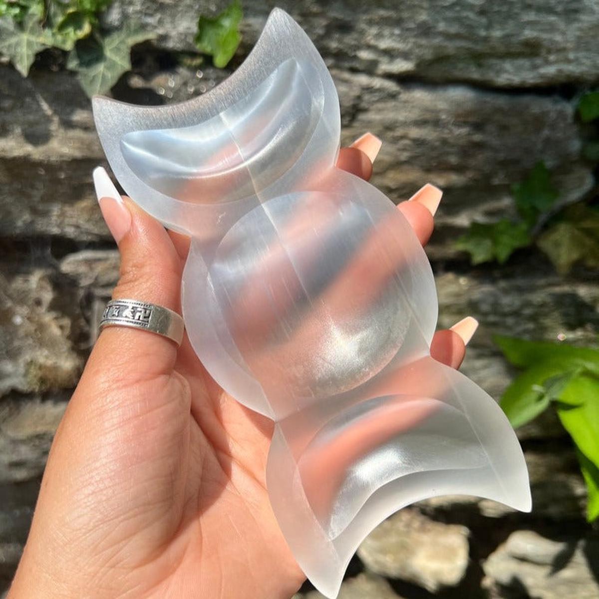 White Selenite Moon Bowls
