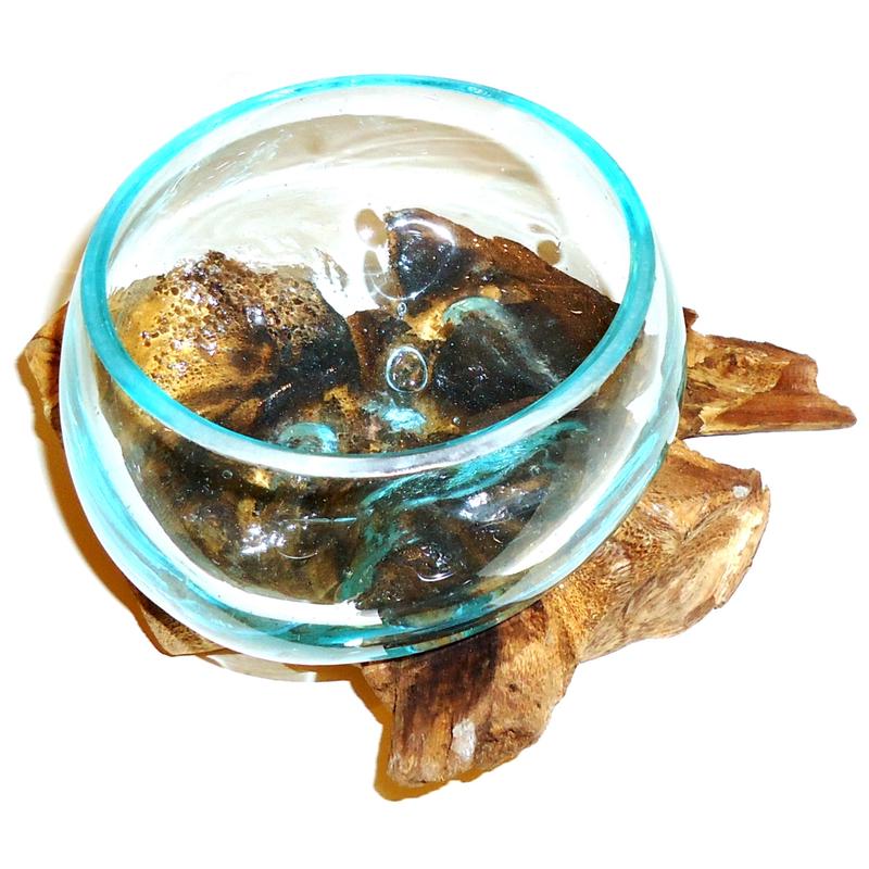 Wood & Molten Glass Bowl