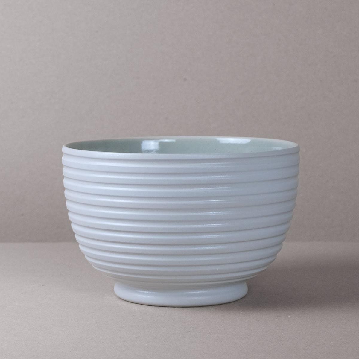 White Ridged Salad Bowl