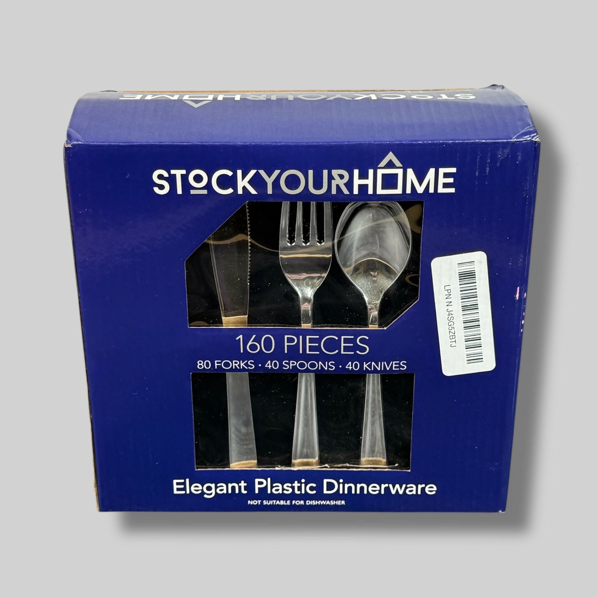 160 Pack Silver Plastic Cutlery | 80 Forks, 40 Knives, 40 Spoons | New in Box