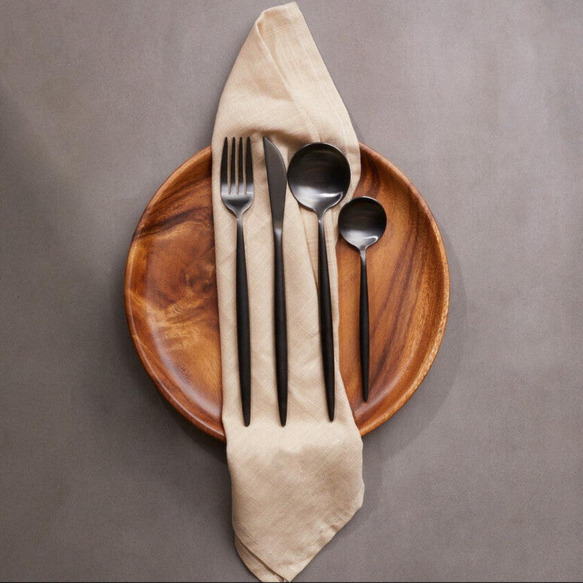 16 Piece Matte Black Cutlery Set | Modern Retro